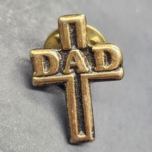 Vintage Dad lapel pin men's golden tone Cross Father gift Birthday Father's Day